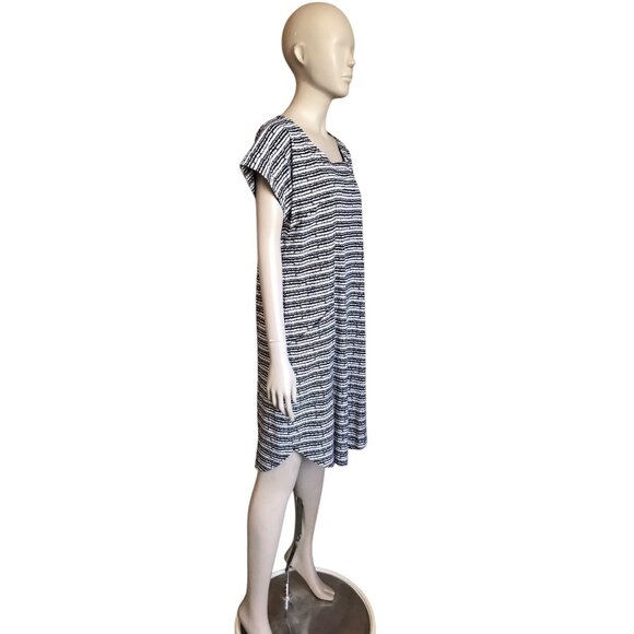 Talbots Black and White Patterned Short Sleeve Dress - Picture 3 of 5